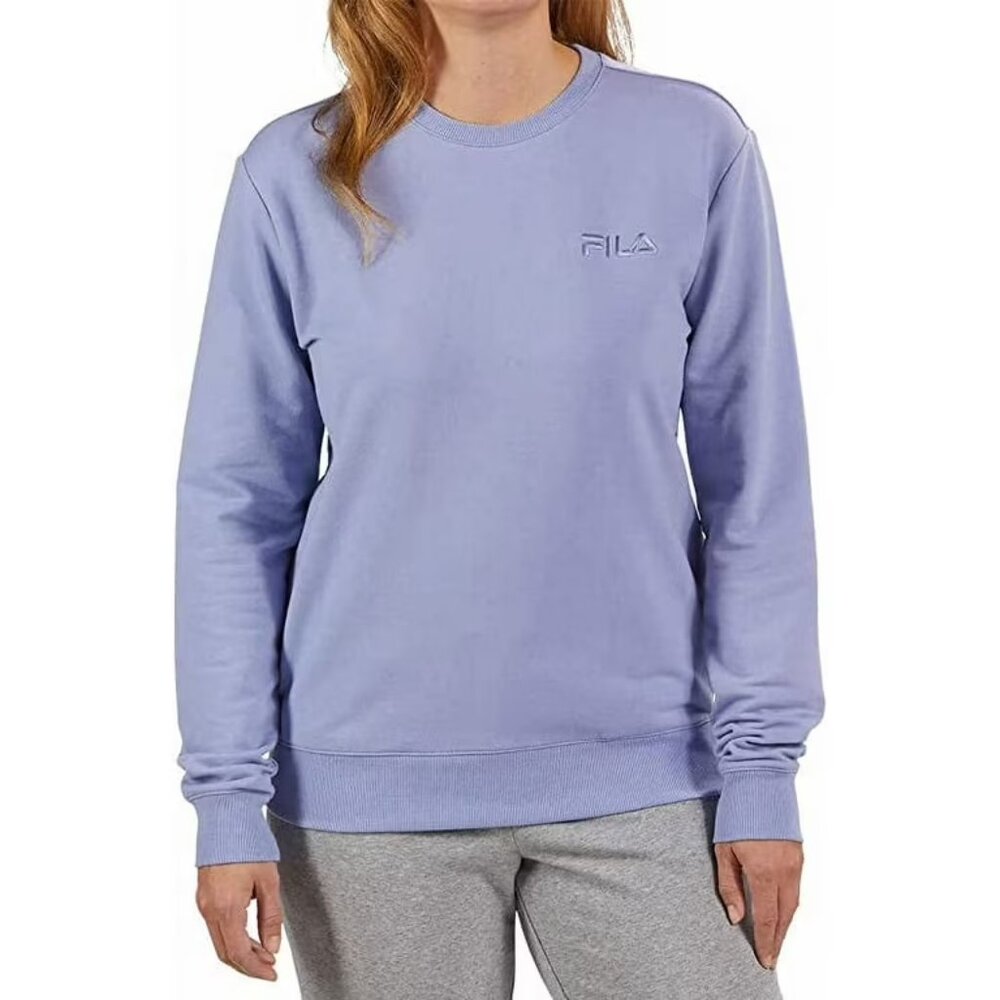 Fila Women's Plus Size 2X Purple Impression Side Pockets Terry Sweatshirt NWT